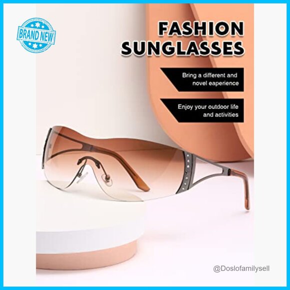 Y2K Sunglasses Wrap Around Gradient Lens Oversize Fashion Shield Rimless main image 7